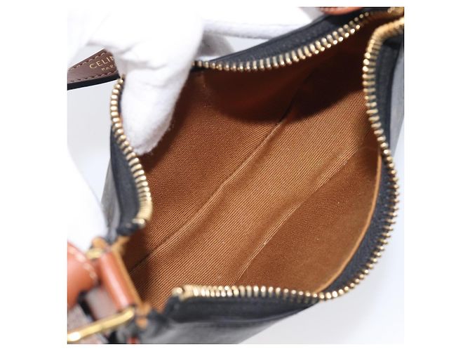 Céline CELINE Accessory Pouch PVC Leather Brown Gold Tone - vista 17