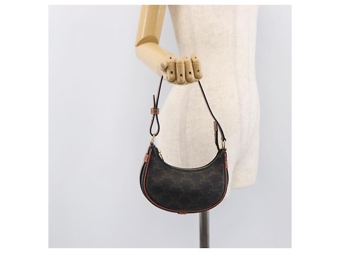 Céline CELINE Accessory Pouch PVC Leather Brown Gold Tone - vista 21