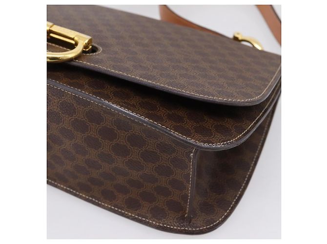 Céline CELINE Macadam Canvas Shoulder Bag PVC Leather Brown Gold - vista 10