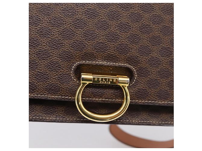 Céline CELINE Macadam Canvas Shoulder Bag PVC Leather Brown Gold - vista 14
