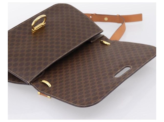 Céline CELINE Macadam Canvas Shoulder Bag PVC Leather Brown Gold - vista 16