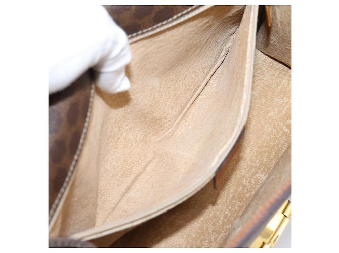 Céline CELINE Macadam Canvas Shoulder Bag PVC Leather Brown Gold - vista 22