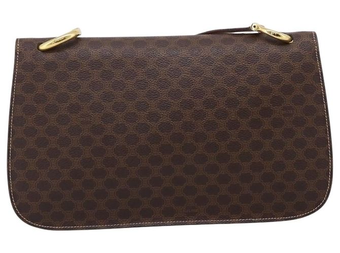 Céline CELINE Macadam Canvas Shoulder Bag PVC Leather Brown Gold - vista 3
