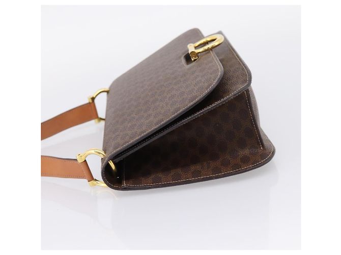 Céline CELINE Macadam Canvas Shoulder Bag PVC Leather Brown Gold - vista 4