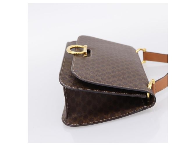 Céline CELINE Macadam Canvas Shoulder Bag PVC Leather Brown Gold - vista 5