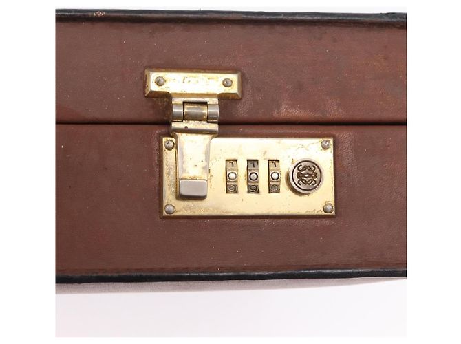 LOEWE Anagram Attache case Hand Bag Leather Black Gold - vista 17