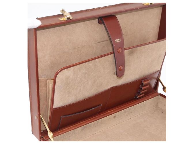 LOEWE Anagram Attache case Hand Bag Leather Black Gold - vista 22
