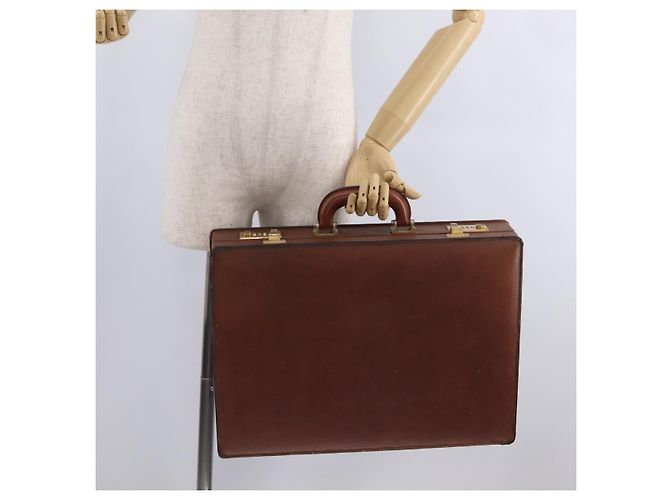 LOEWE Anagram Attache case Hand Bag Leather Black Gold - vista 29