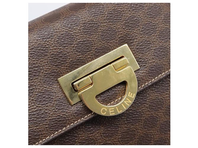 Céline CELINE Macadam Canvas Hand Bag PVC Leather 2way Brown Gold - vista 10