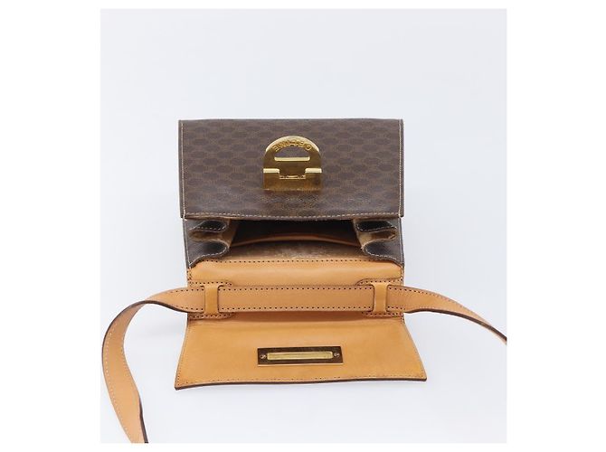 Céline CELINE Macadam Canvas Hand Bag PVC Leather 2way Brown Gold - vista 11