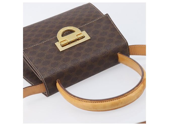 Céline CELINE Macadam Canvas Hand Bag PVC Leather 2way Brown Gold - vista 6