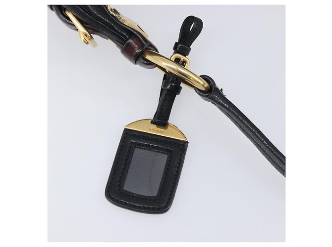 PRADA Shoulder Bag Vittero Dino Leather Black Gold - vista 14