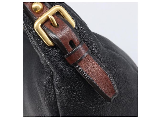 PRADA Shoulder Bag Vittero Dino Leather Black Gold - vista 15