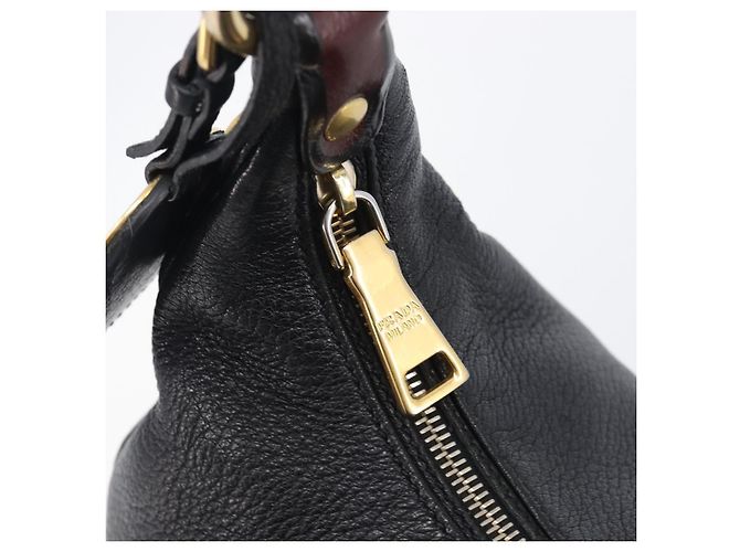 PRADA Shoulder Bag Vittero Dino Leather Black Gold - vista 18