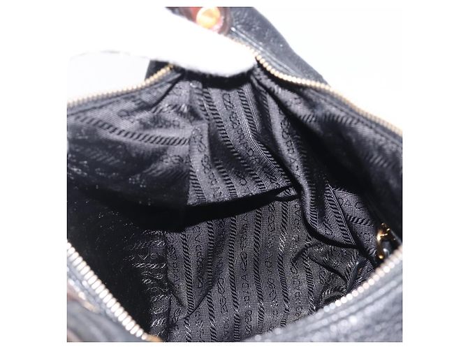 PRADA Shoulder Bag Vittero Dino Leather Black Gold - vista 22