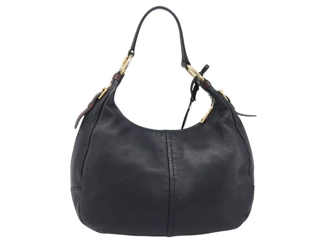 PRADA Shoulder Bag Vittero Dino Leather Black Gold - vista 3