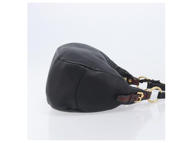 PRADA Shoulder Bag Vittero Dino Leather Black Gold - vista 4