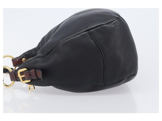 PRADA Shoulder Bag Vittero Dino Leather Black Gold - vista 5