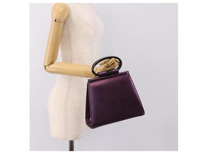 Christian Dior Hand Bag Patent leather Purple - vista 24