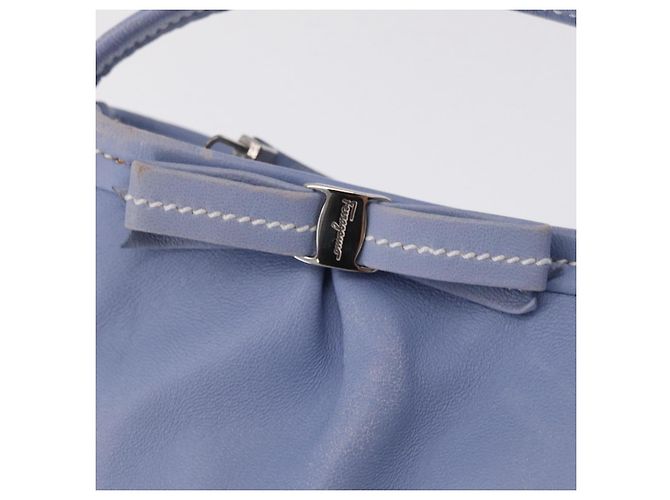 Salvatore Ferragamo Vala Shoulder Bag Leather Light Blue Silver - vista 19