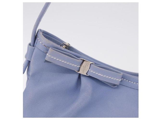 Salvatore Ferragamo Vala Shoulder Bag Leather Light Blue Silver - vista 2