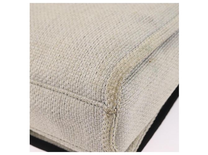 CHANEL Deauville line Chain Shoulder Bag Straw White Silver CC - vista 11