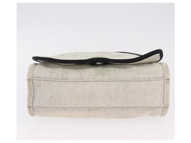CHANEL Deauville line Chain Shoulder Bag Straw White Silver CC - vista 14