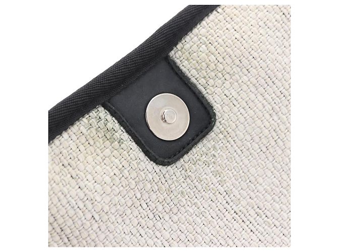 CHANEL Deauville line Chain Shoulder Bag Straw White Silver CC - vista 18