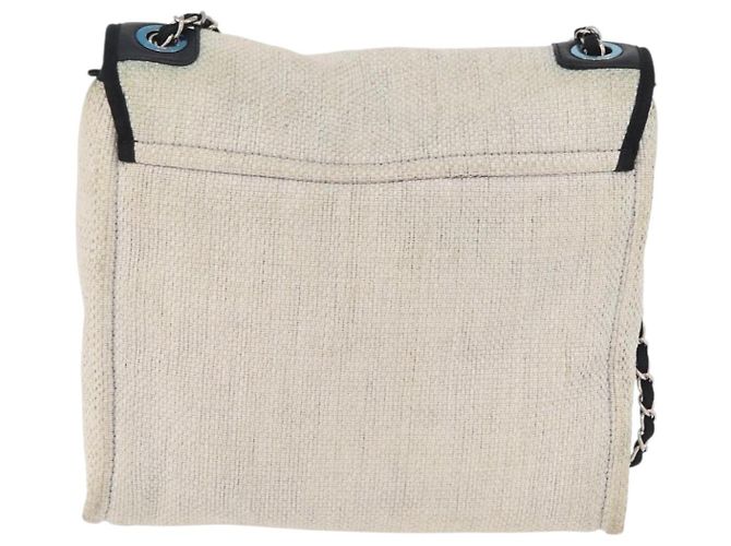 CHANEL Deauville line Chain Shoulder Bag Straw White Silver CC - vista 2