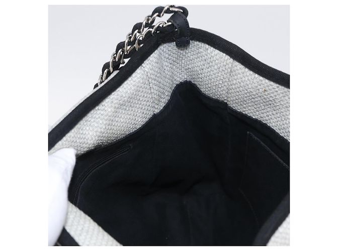 CHANEL Deauville line Chain Shoulder Bag Straw White Silver CC - vista 22