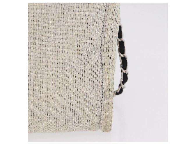 CHANEL Deauville line Chain Shoulder Bag Straw White Silver CC - vista 3