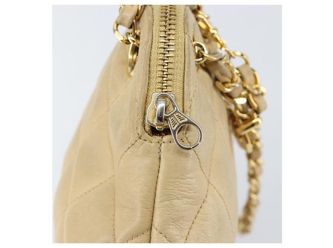 CHANEL Matelasse Chain Shoulder Bag Lamb Skin Beige Gold CC - vista 10