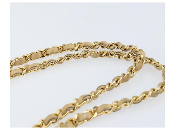 CHANEL Matelasse Chain Shoulder Bag Lamb Skin Beige Gold CC - vista 14