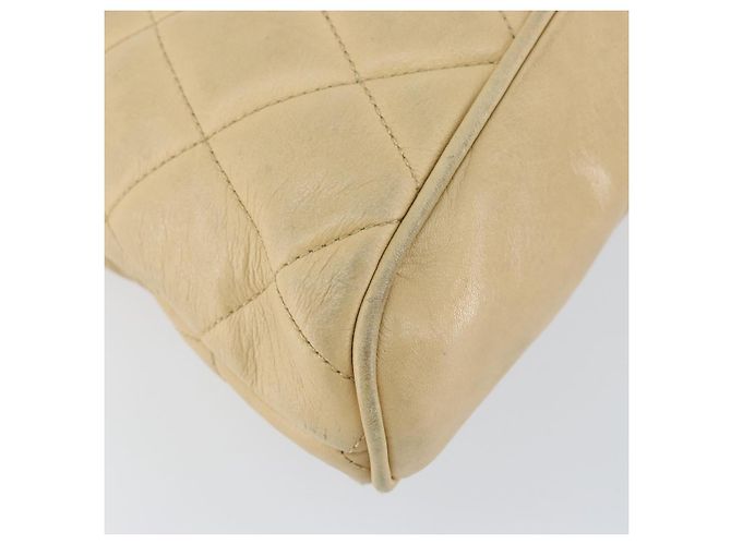 CHANEL Matelasse Chain Shoulder Bag Lamb Skin Beige Gold CC - vista 15