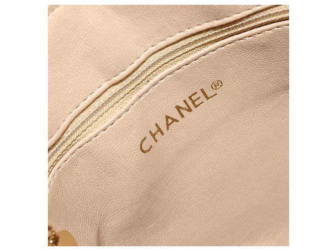 CHANEL Matelasse Chain Shoulder Bag Lamb Skin Beige Gold CC - vista 18