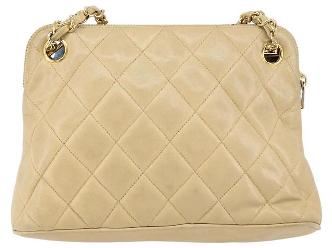 CHANEL Matelasse Chain Shoulder Bag Lamb Skin Beige Gold CC - vista 2