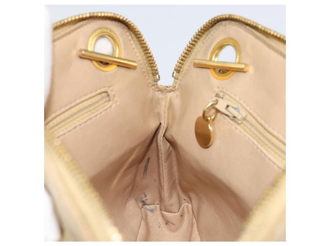 CHANEL Matelasse Chain Shoulder Bag Lamb Skin Beige Gold CC - vista 20