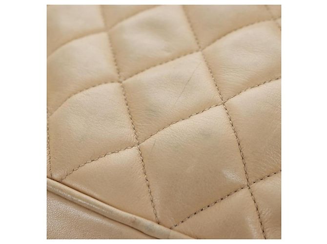 CHANEL Matelasse Chain Shoulder Bag Lamb Skin Beige Gold CC - vista 24