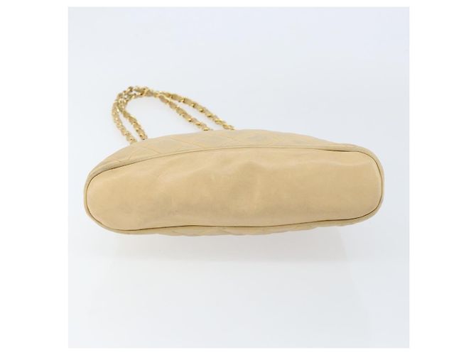 CHANEL Matelasse Chain Shoulder Bag Lamb Skin Beige Gold CC - vista 5