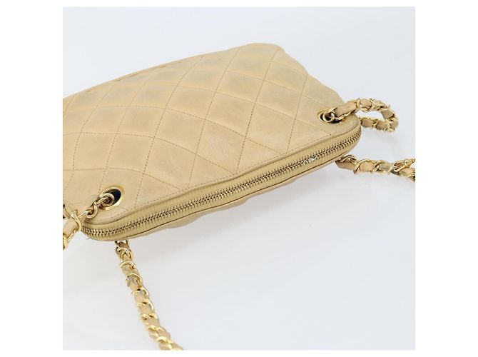 CHANEL Matelasse Chain Shoulder Bag Lamb Skin Beige Gold CC - vista 6