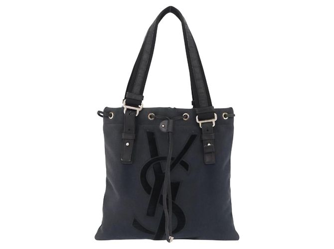 Autre Marque SAINT LAURENT Kahala Tote Bag Canvas Black Silver 123435 - vista 13