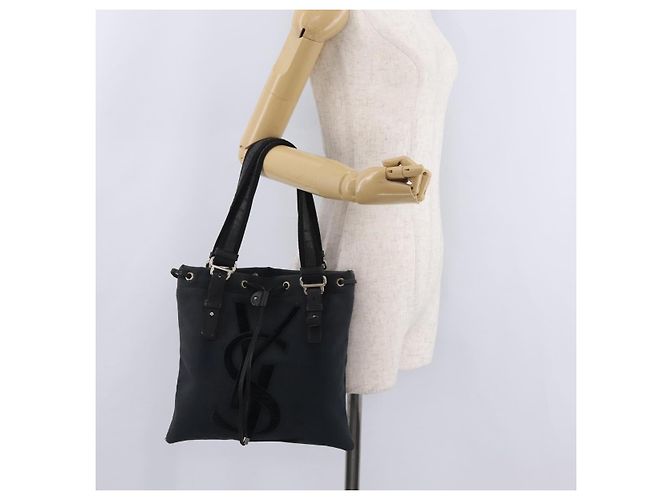 Autre Marque SAINT LAURENT Kahala Tote Bag Canvas Black Silver 123435 - vista 30
