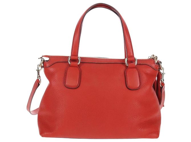 GUCCI Soho Hand Bag Leather 2way Orange Gold 308362 - vista 3