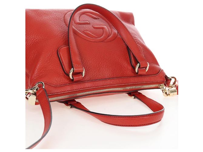 GUCCI Soho Hand Bag Leather 2way Orange Gold 308362 - vista 6