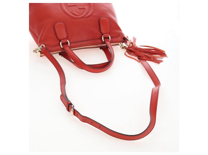 GUCCI Soho Hand Bag Leather 2way Orange Gold 308362 - vista 9