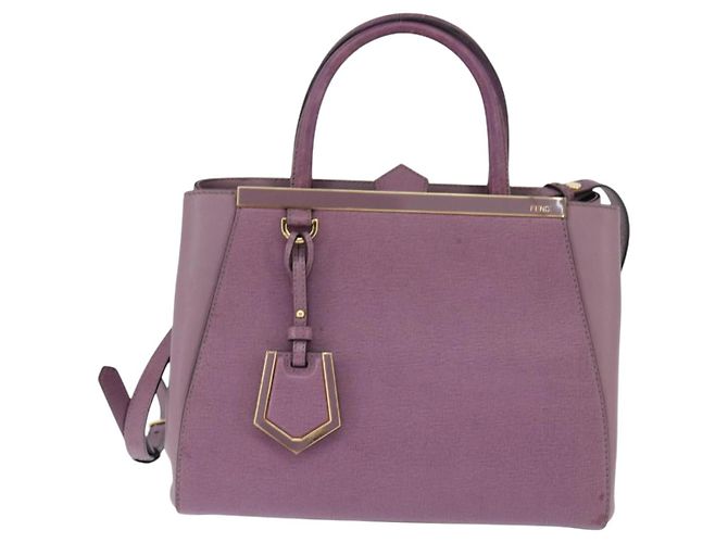 FENDI PETITE 2JOURS Hand Bag Leather Purple Gold - vista 13