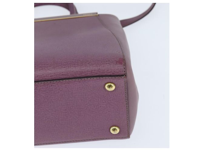 FENDI PETITE 2JOURS Hand Bag Leather Purple Gold - vista 16