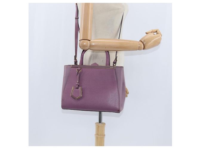 FENDI PETITE 2JOURS Hand Bag Leather Purple Gold - vista 27