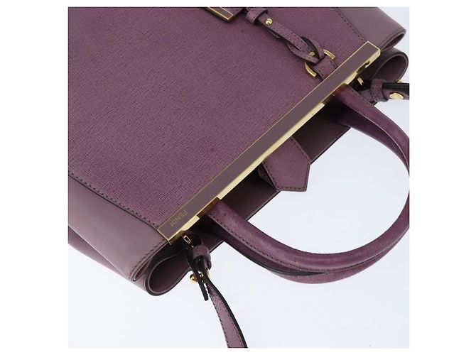 FENDI PETITE 2JOURS Hand Bag Leather Purple Gold - vista 6