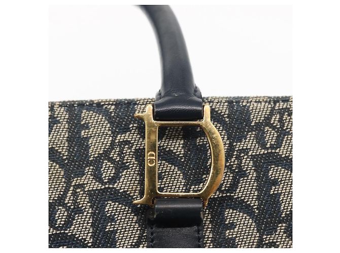 Christian Dior Trotter Canvas Hand Bag Navy Gold - vista 10